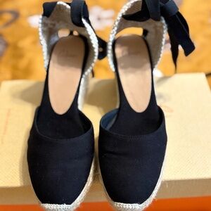 Black Castaner Carina 60 Wedge Espadrille Size 37, Worn Once